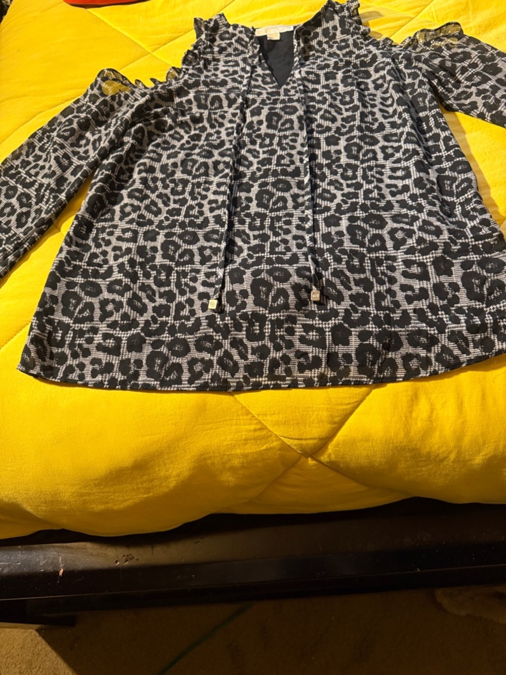 Michael Kors Black and White Leopard-Print Blouse